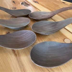Asian soup spoons Set of 6 wood